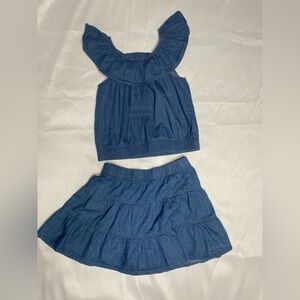 Denim blue girls skirt and top